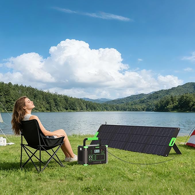 200W Portable Solar Panel for Power Station, Foldable Solar Charger w/ 4 Kickstands, IP65 Waterproof Solar Panel Kit w/DC XT60 Anderson Aviation Output for Outdoor RV Camper Blackout