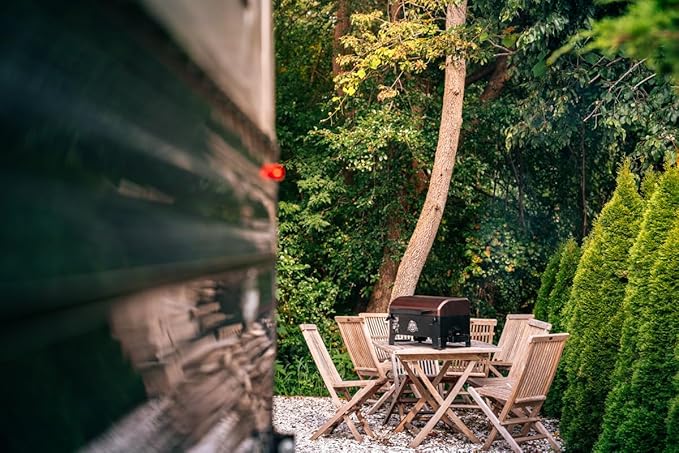 PIT BOSS 10697 Table Top Wood Grill With Temperature Control, Mahogany