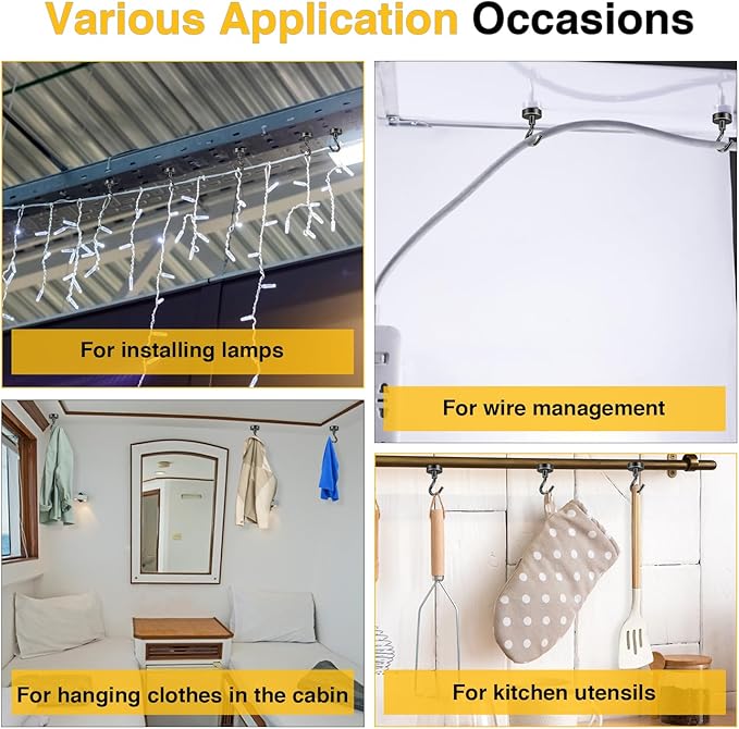 DIYMAG Magnetic Hooks for Refrigerator, Extra Strong Cruise Hook, Heavy Duty Earth Magnets with Hook Magnetic Hanger for Cabins, Grill (20P-Black) (Pack of 2)