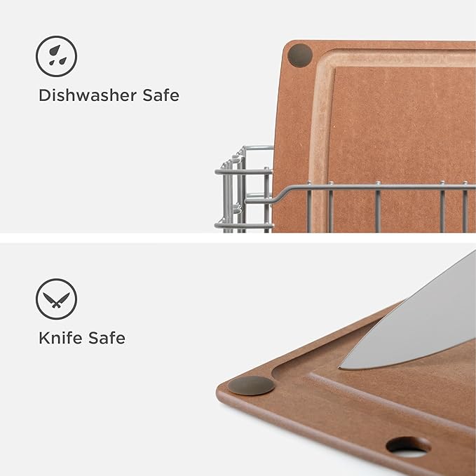 Epicurean All-In-One Cutting Board with Non-Slip Feet and Juice Groove - Non-toxic, Dishwasher Safe, Made in the USA, 10" x 7", Nutmeg