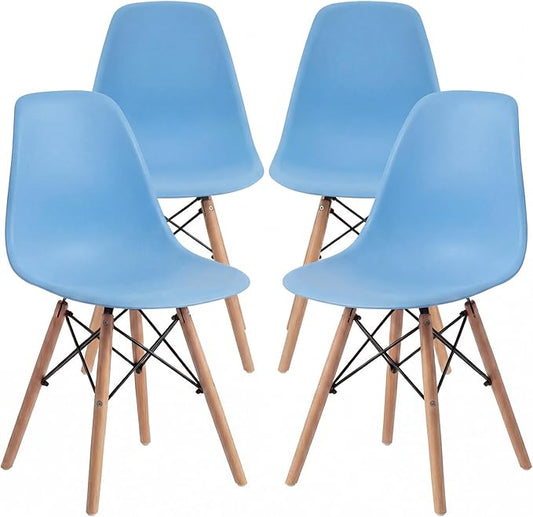 Furmax Modern Style Dining Chair Mid Century Modern DSW Chair, Shell Lounge Plastic Chair for Kitchen, Dining, Bedroom, Living Room Side Chairs Set of 4