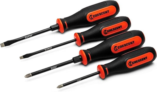 Crescent 4PC Diamond Tip Dual Material Screwdriver Set with Phillips and Slotted Screwdrivers - CDTSET4PC