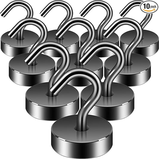 Neosmuk Magnetic Hooks, Cruise Ship Essentials, 40lb+ Heavy Duty Magnetic Hooks for Cruise Cabins, Refrigerator, Grill, Hanging, and Travel | Extra Strong Must-Haves Magnet Hook,Gunmetal,Pack of 10