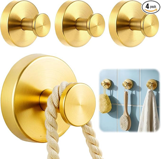 4 Packs Suction Cup Hooks for Shower, Heavy-Duty Wreath Hangers for Front Door, No Drill Glass Door Shower Suction Hooks No Damage for Walls Bathroom Kitchen Window Mirror Tile Towel Coat Robe Loofah