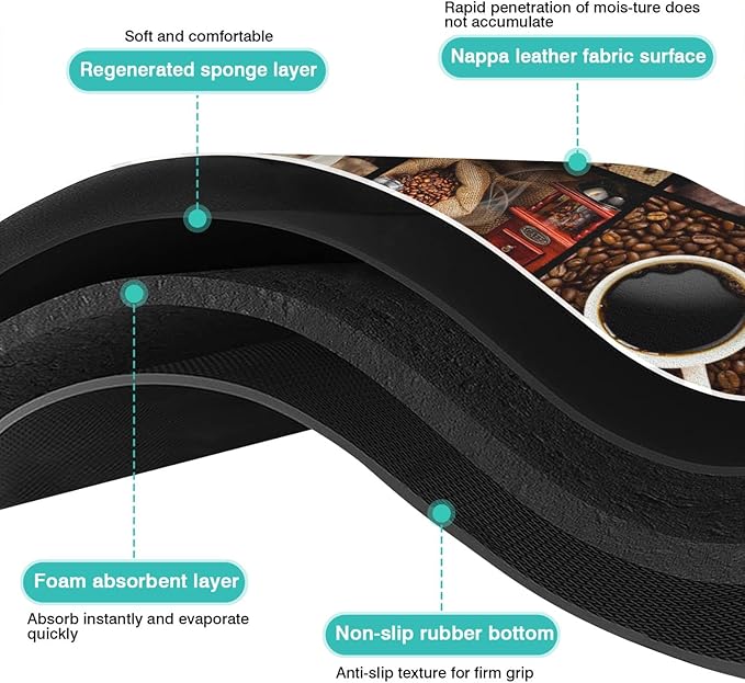 Coffee Bar Mat Accessories for Countertop Super Absorbent Anti-Slip Silicone Flower Dish Drying Mats for Kitchen Counter Draining Pad Decor Gift Fit Coffee Maker Espresso Machine 24inx18in