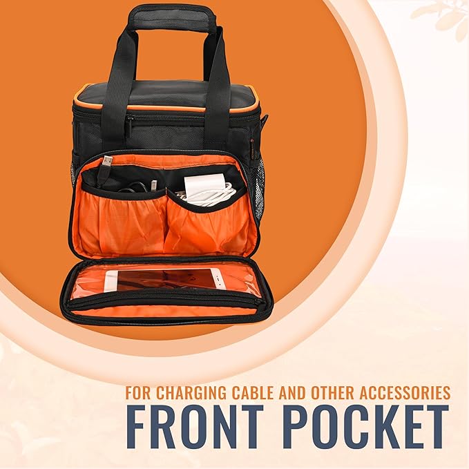 CROTIRAD Travel Carrying Bag Compatible with Jackery Explorer 300 240 160, Portable Power Station Storage Case with Front Pockets for Charging Cable and Accessories, Black