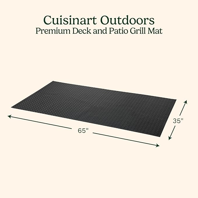 Cuisinart Premium Deck and Grill Mat, 65" x 36", Non-Slip Rubber Mat for BBQ, Griddle and Grill All Season Protection for Patio, Deck and Porch