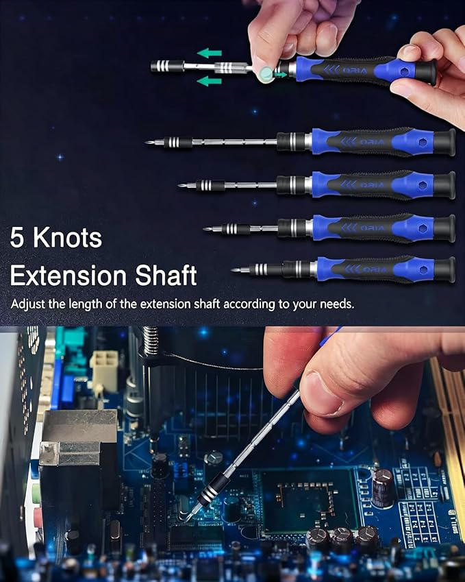 ORIA Precision Screwdriver Set, 61 in 1 Small Screwdriver Set with 57 Precision Bits, Portable Repair Tool Kit, Magnetic Screw Driver Kit with Extension Rod for Smartphone, PC, Watch,Toys, Blue