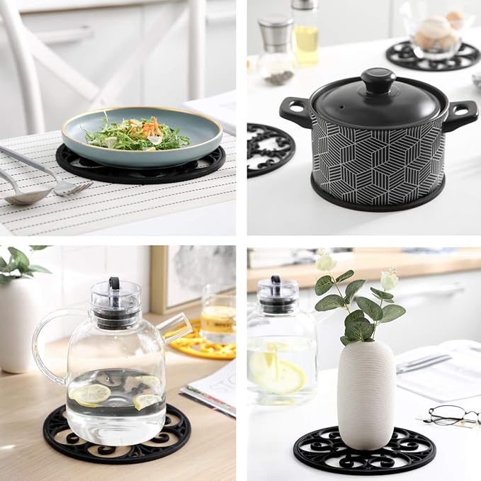 Silicone Trivet Mat - Non-Slip & Heat Resistant Kitchen Hot Pads for Countertops & Table - Kitchen Trivets for Hot Dishes & Cookware - Hot Pot Holder for Pots & Pans - Chocolate Brown, Set of 3
