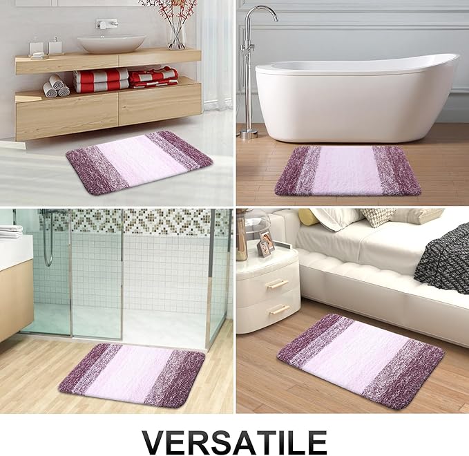 OLANLY Bathroom Rugs Mat 36x24, Extra Soft Absorbent Microfiber Bath Rugs, Rubber Backing, Quick Dry, Machine Washable Bath Mats for Bathroom Floor, Tub and Shower, Home Decor Accessories, Mauve