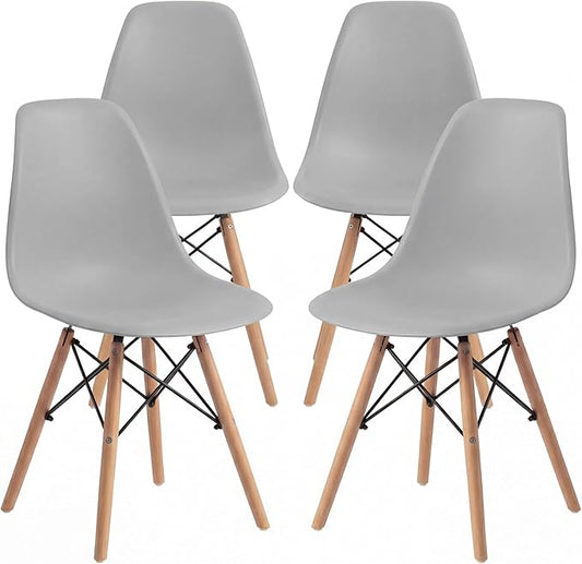 Furmax Modern Style Dining Chair Mid Century Modern DSW Chair, Shell Lounge Plastic Chair for Kitchen, Dining, Bedroom, Living Room Side Chairs Set of 4