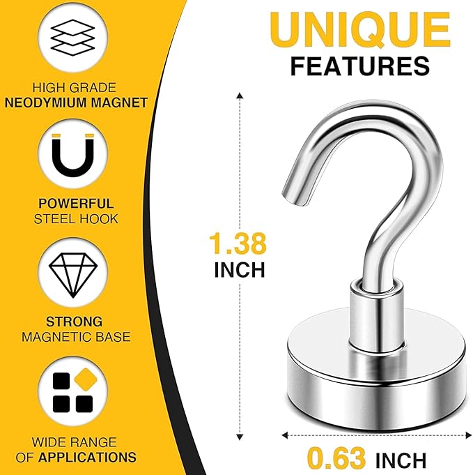 DIYMAG Magnetic Hooks, 30Lbs Strong Heavy Duty Cruise Magnet (75 Pack-Silver),Magnetics S-Hooks for Classroom, Fridge, Hanging, Cabins, Grill, Kitchen, Garage, Workplace and Office Etc