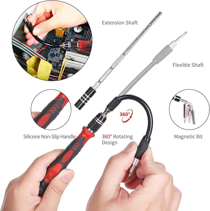 Precision Screwdriver Set, SHOWPIN 122 in 1 Computer Screwdriver Kit, Laptop Screwdriver Sets with 101 Magnetic Drill Bits, Electronics Tool Kit Compatible for Computer, Tablet, PC, iPhone, PS4 Repair