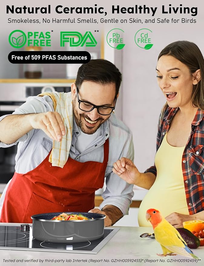 Pro DUXANO Ceramic Pots and Pans Set & 2026 Upgraded Hybrid 3-Ply Stainless Steel Frypan, 2X Non Stick, High Heat Sear, PFAS PTFE PFOA Free Non Toxic Induction Cookware,Removable Handle,Oven Safe,12PC