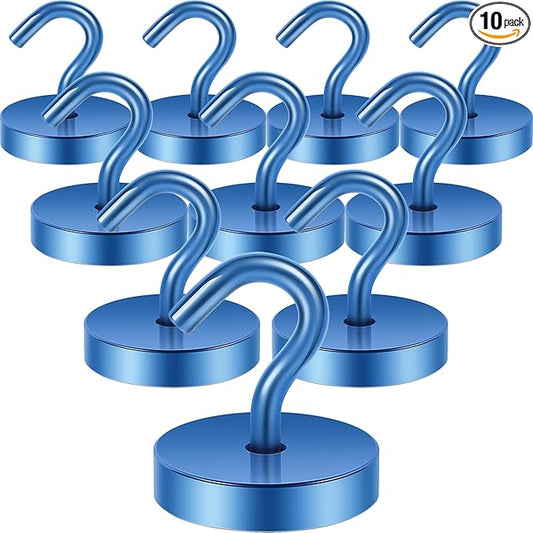 Neosmuk Magnetic Hooks, Cruise Ship Essentials, 120lb+ Heavy Duty Magnetic Hooks for Cruise Cabins, Refrigerator, Grill, Hanging, and Travel | Extra Strong Must-Haves Magnet Hook,Navyblue, Pack of 10