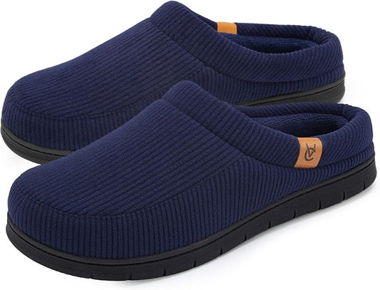 VeraCosy Men's Moccasin Slippers Comfy Soft Durable Slip-on Indoor Memory Foam House Shoes