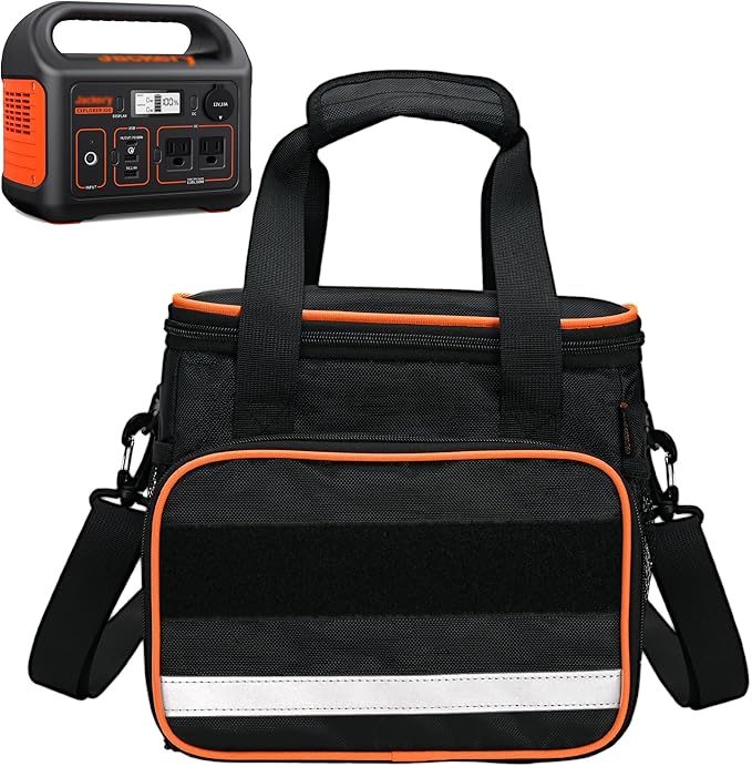 CROTIRAD Travel Carrying Bag Compatible with Jackery Explorer 300 240 160, Portable Power Station Storage Case with Front Pockets for Charging Cable and Accessories, Black
