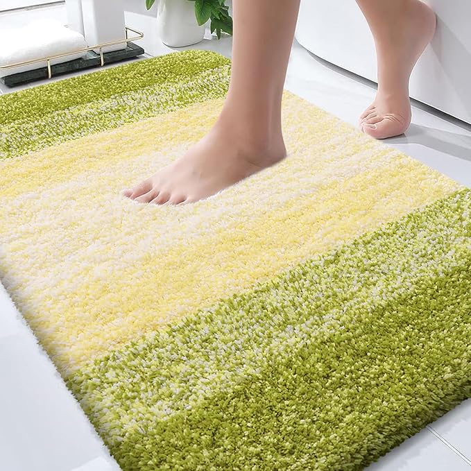 OLANLY Bathroom Rugs Mat 36x24, Extra Soft Absorbent Microfiber Bath Rugs, Rubber Backing, Quick Dry, Machine Washable Bath Mats for Bathroom Floor, Tub and Shower, Home Decor Accessories, Olive Green