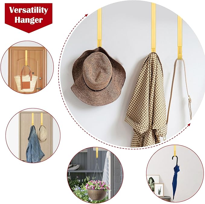 Wreath Door Hanger, Adjustable Wreath Hangers for Front Door from 15 to 25 Inch, Non Scratch Over the Door Hooks, 20lbs Metal Hook Perfect for Heavy Easter Halloween Christmas Wreaths Home Decorations