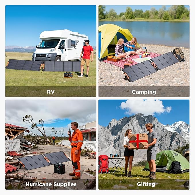 ZOUPW 320W (2x160W) N-Type 16BB Portable Solar Panel, 25% High Efficiency Foldable Solar Charger with Bypass Diodes for Power Stations,IP67 Waterproof for RV Camping Off-Grid & Emergency Backup
