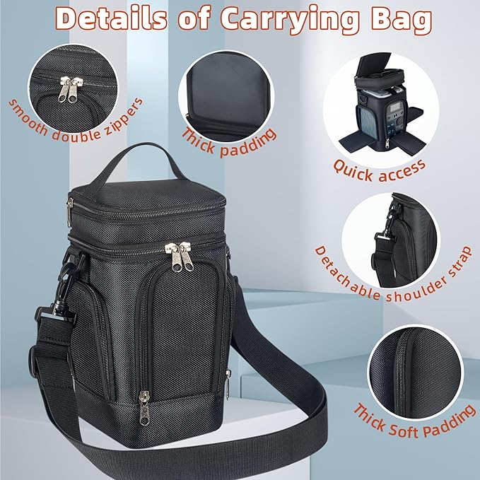 Carrying Case Compatible with Anker SOLIX C300DC and Jackery Explorer 240D Mobile Power Station - Premium Padded Travel Case with Zippered Window and Adjustable Shoulder Straps