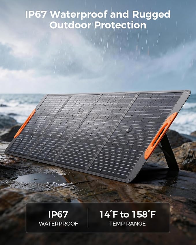ZOUPW 200W Portable Solar Panel for Power Station,23.5% Efficiency Mono Foldable Solar Charger with 4 Kickstands for Jackery 1000 V2/Bluetti/EcoFlow/Anker,IP67 Waterproof for Camping RV Power Backup