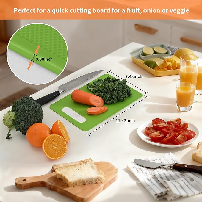 Luckyiren Kitchen Cutting Board Set of 6, Plastic Cutting Boards with Easy Grip Handle for Kitchen Cooking, Non Slip Cutting Mat Pad for Meat, Fruit, Vegetables, 12 Inch by 8 Inch