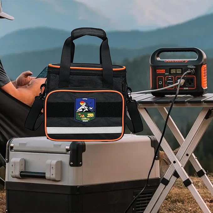 CROTIRAD Travel Carrying Bag Compatible with Jackery Explorer 300 240 160, Portable Power Station Storage Case with Front Pockets for Charging Cable and Accessories, Black