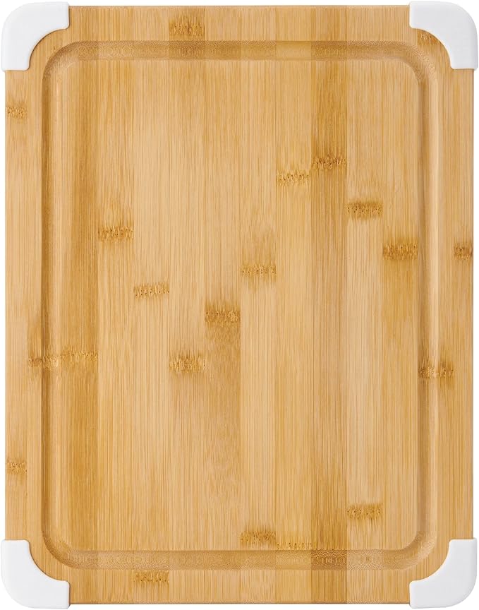 Farberware Nonslip Bamboo Cutting Board with Juice Groove,11x14 Inch,White,(Pack of 6)