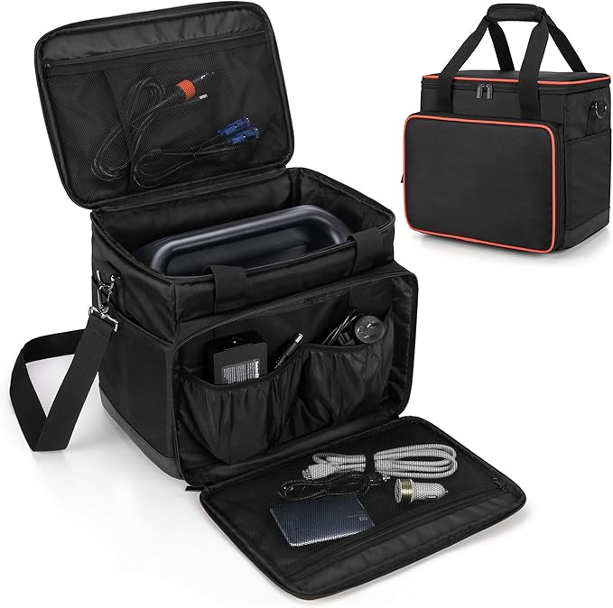 Trunab Travel Carrying Case Compatible with Jackery Explorer 1000/1000 v2, Portable Power Station Storage Bag with Waterproof Bottom and Front Pockets for Charging Cable and Accessories
