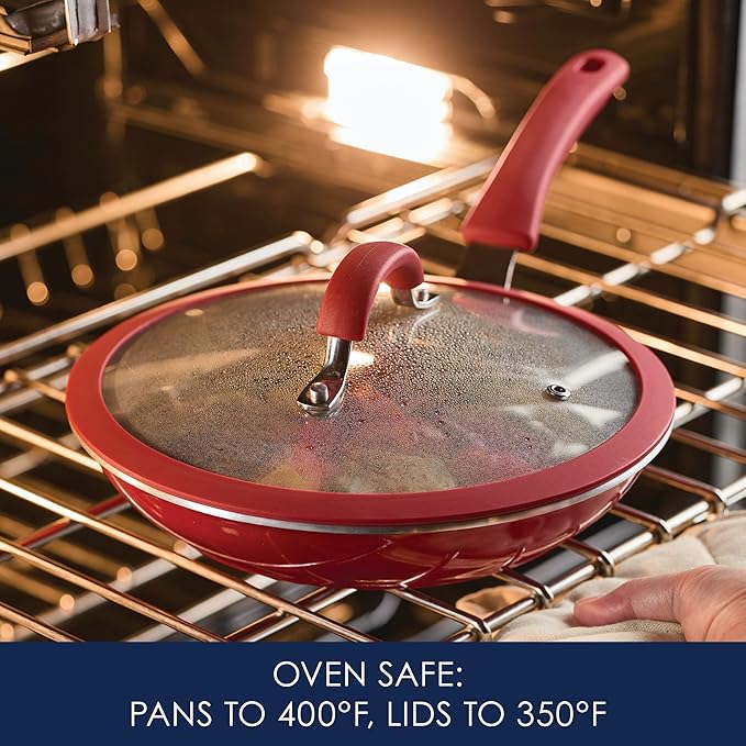 Rachael Ray Cook + Create Nonstick Cookware/Pots and Pan Set, 10 Piece, Red