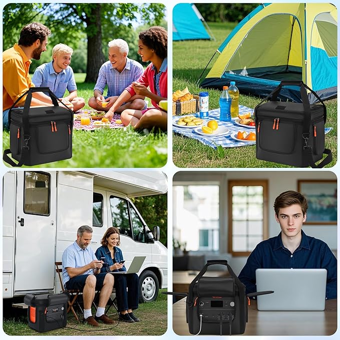 Soft Carrying Bag Compatible with Jackery Explorer 1000 V2, Portable Power Station Storage Case with Adjustable Shoulder Strap, Padding, Pocket, Side Zipper, Generator Covers for Outside