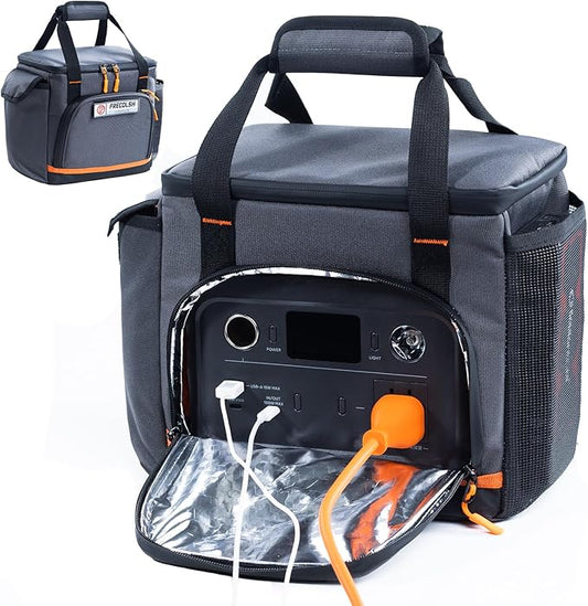 Travel Carrying Case Compatible with Jackery Explorer 300/240/160, Portable Power Station Storage Case with Water- proof Bottom and Front Pockets for Jackery Accessories Solar Generator