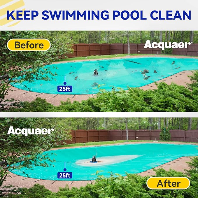 Acquaer 自動プールカバーポンプ、3/4インチ逆止弁アダプター&25フィート電源コード付き水中サンプポンプ、プール、浴槽、屋上、ウォーターベッドなどの排水用、1/3 HP 2950 GPH