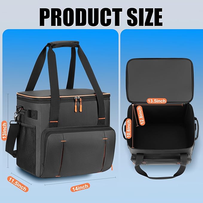 Portable Station Bag Compatible with Jackery Explorer 2000 v2/ 2000/ 2000 Pro/1000 Plus/ 1500/ 1500 Pro/ BLUETTI Elite 200 V2, Padded Travel Carrying Bag with Large Accessory Pocket & Shoulder Strap