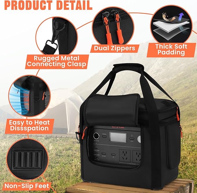 Carrying Case with Wheels Compatible with Jackery Explorer 1000 V2, Portable Power Station Travel Bag Padded for Explorer 1000 V2 with Detachable Trolley, Multi-pocket & Adjustable Shoulder Strap
