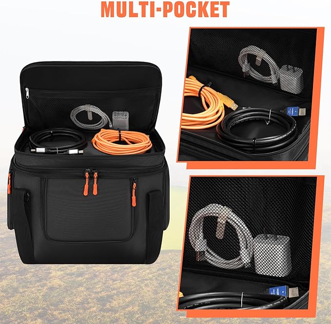 Soft Carrying Bag Compatible with Jackery Explorer 1000 V2, Portable Power Station Storage Case with Adjustable Shoulder Strap, Padding, Pocket, Side Zipper, Generator Covers for Outside