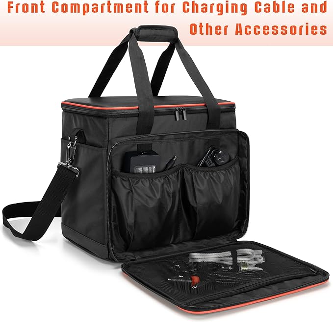 Trunab Travel Carrying Bag Compatible with Jackery Explorer 1500, Portable Power Station Storage Case with Waterproof Bottom and Front Pockets for Charging Cable and Accessories