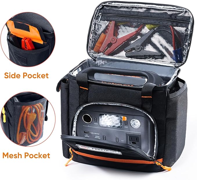 Travel Carrying Case Compatible with Jackery Explorer 300/240/160, Portable Power Station Storage Case with Water- proof Bottom and Front Pockets for Jackery Accessories Solar Generator