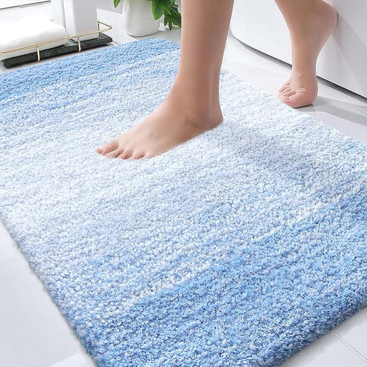 OLANLY Bathroom Rugs Mat 30x20, Extra Soft Absorbent Microfiber Bath Rugs, Rubber Backing, Quick Dry, Machine Washable Bath Mats for Bathroom Floor, Tub and Shower, Home Decor Accessories, Light Blue