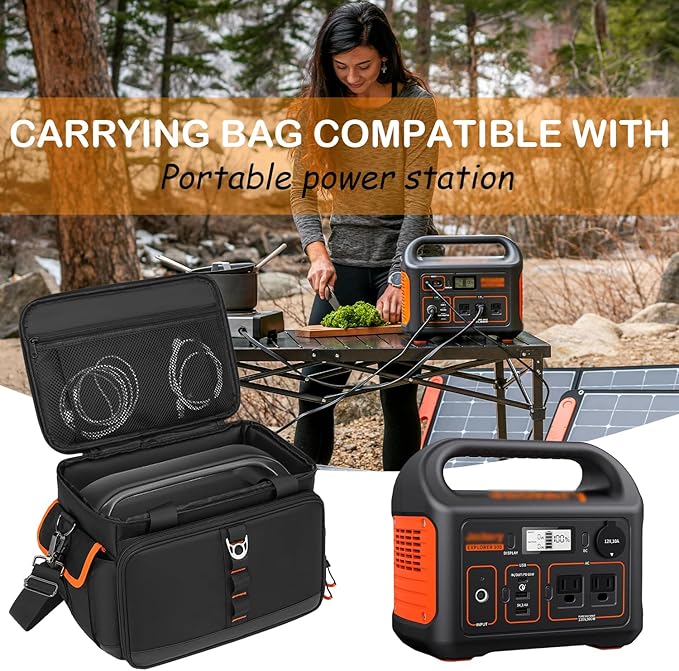 Travel Carrying Case for Jackery Explorer 300/240/160, Solar Generator Bag for Jackery & Accessories, Portable Power Station Case with Waterproof Bottom, Shoulder Strap & Pocket, Multi-Size