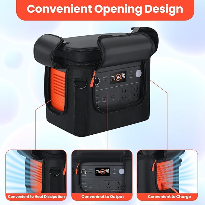 Soft Carrying Bag Compatible with Jackery Explorer 1000 V2, Portable Power Station Storage Case with Adjustable Shoulder Strap, Padding, Pocket, Side Zipper, Generator Covers for Outside