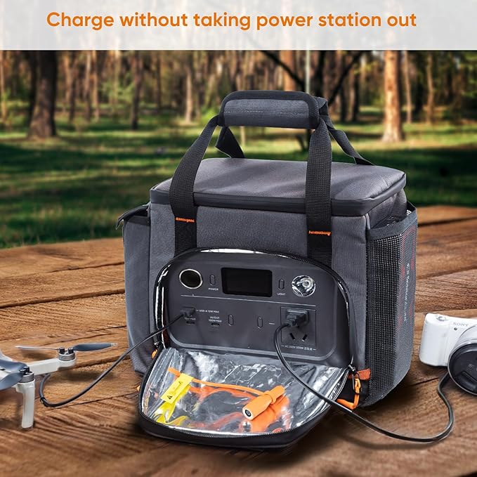 Travel Carrying Case Compatible with Jackery Explorer 300/240/160, Portable Power Station Storage Case with Water- proof Bottom and Front Pockets for Jackery Accessories Solar Generator