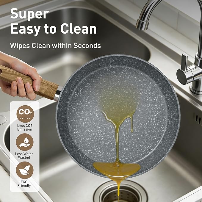 DishDelight Induction Pots and Pans Set Non Stick, 30 Piece Nonstick Kitchen Cookware Sets, Nonstick Granite Cooking Set Induction Pots and Pans, Grey
