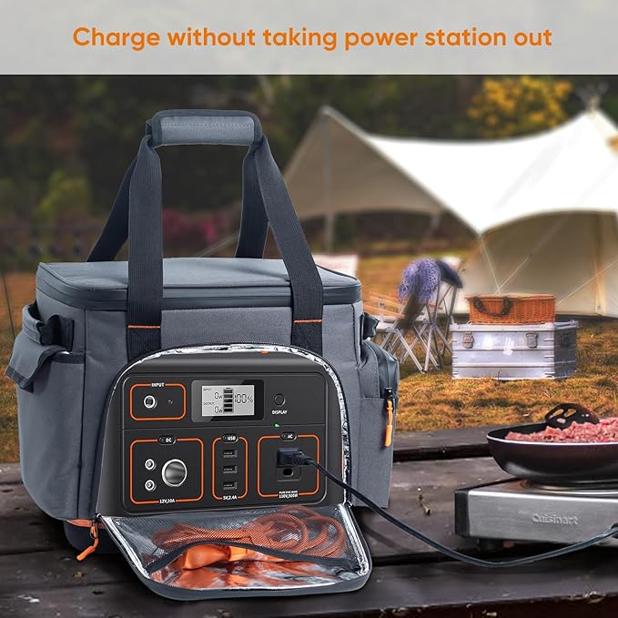 Travel Carrying Case Compatible with Jackery 500, Portable Power Station Storage Case with Water- proof Bottom and Pocket for Jackery Accessories, Storage Bag Only