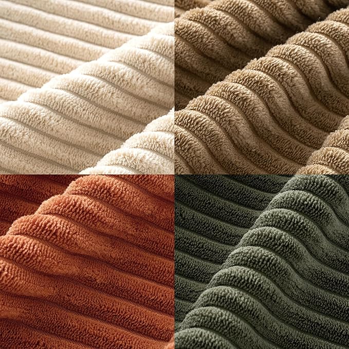 MIULEE Boho Farmhouse Throw Pillow Covers 24x24 Inch Set of 4 Mordern Rust-Olive Green Cushion Covers Soft Corduroy Nordic Home Decor for Spring Couch Bed Sofa Living Room