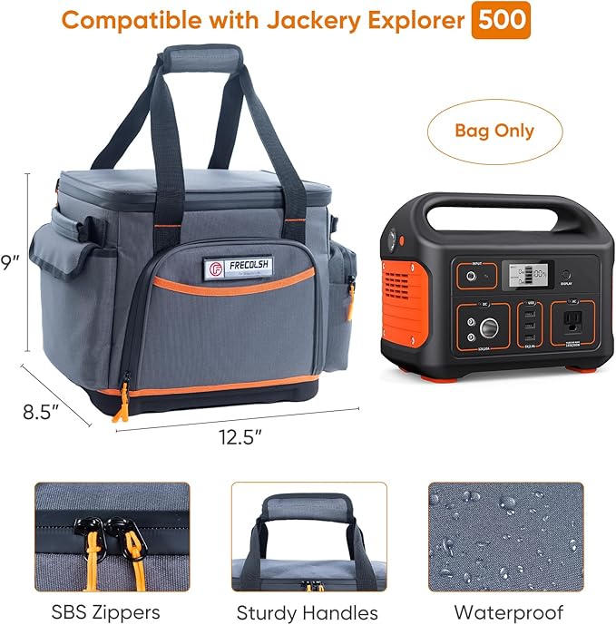 Travel Carrying Case Compatible with Jackery 500, Portable Power Station Storage Case with Water- proof Bottom and Pocket for Jackery Accessories, Storage Bag Only