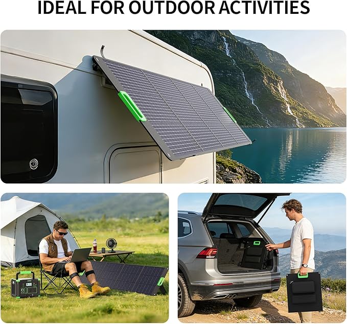 200W Portable Solar Panel for Power Station, Foldable Solar Charger w/ 4 Kickstands, IP65 Waterproof Solar Panel Kit w/DC XT60 Anderson Aviation Output for Outdoor RV Camper Blackout
