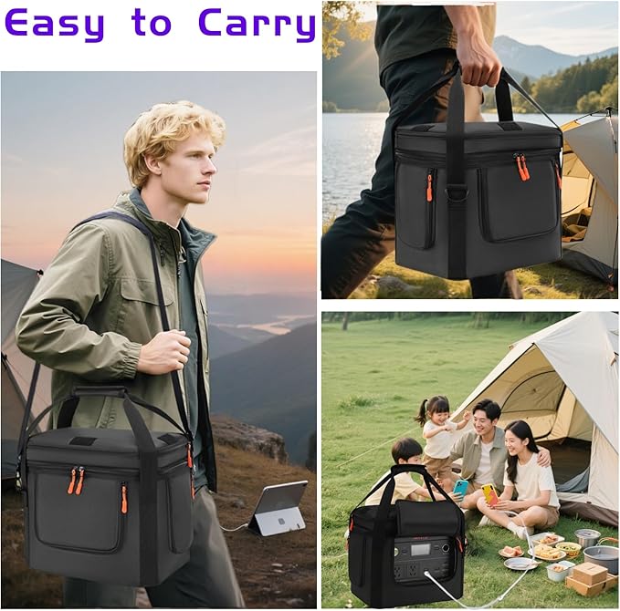 For Jackery Explorer 1000 V2 Carrying Case - Portable Power Station Bag with Quick Access Window, Soft Padded Travel Case, Generator Cover (13.78×10.23×10.8in)