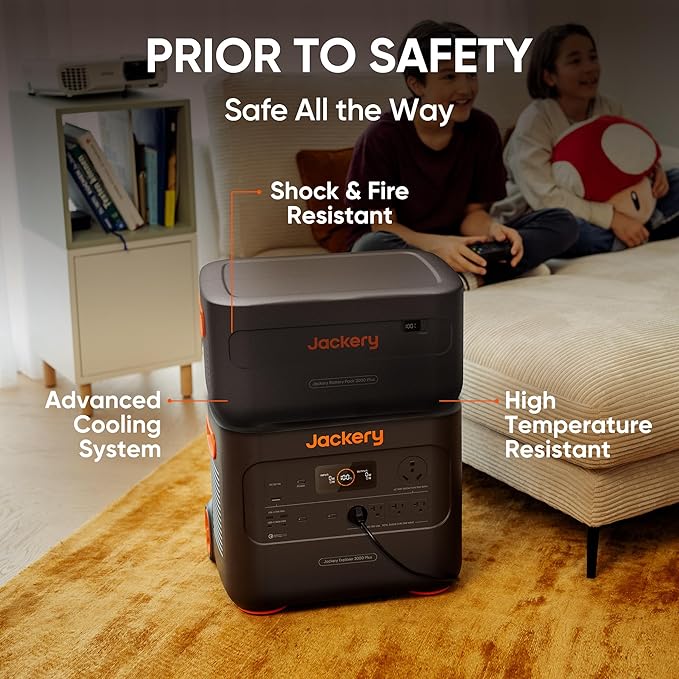 Jackery Explorer 2000 Plus + Manual Transfer Switch, LiFePO4 Battery Home Backup System, up to 12kWh Portable Power Station with Add-on Battery Packs, Expandable for Home Backup